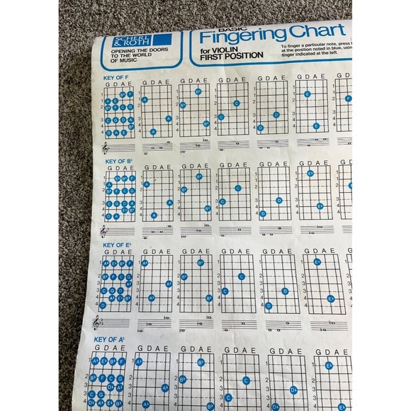 Scherl and Roth Basic Fingering Chart First Position for Violin Poster 30 Inch - Picture 3 of 13